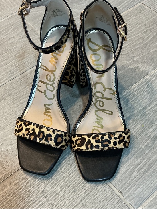 Sam Edelman Shoes - Sam Edelman Daniella Leopard Print Ankle-Strap Block Heels Women’s Sz 8M